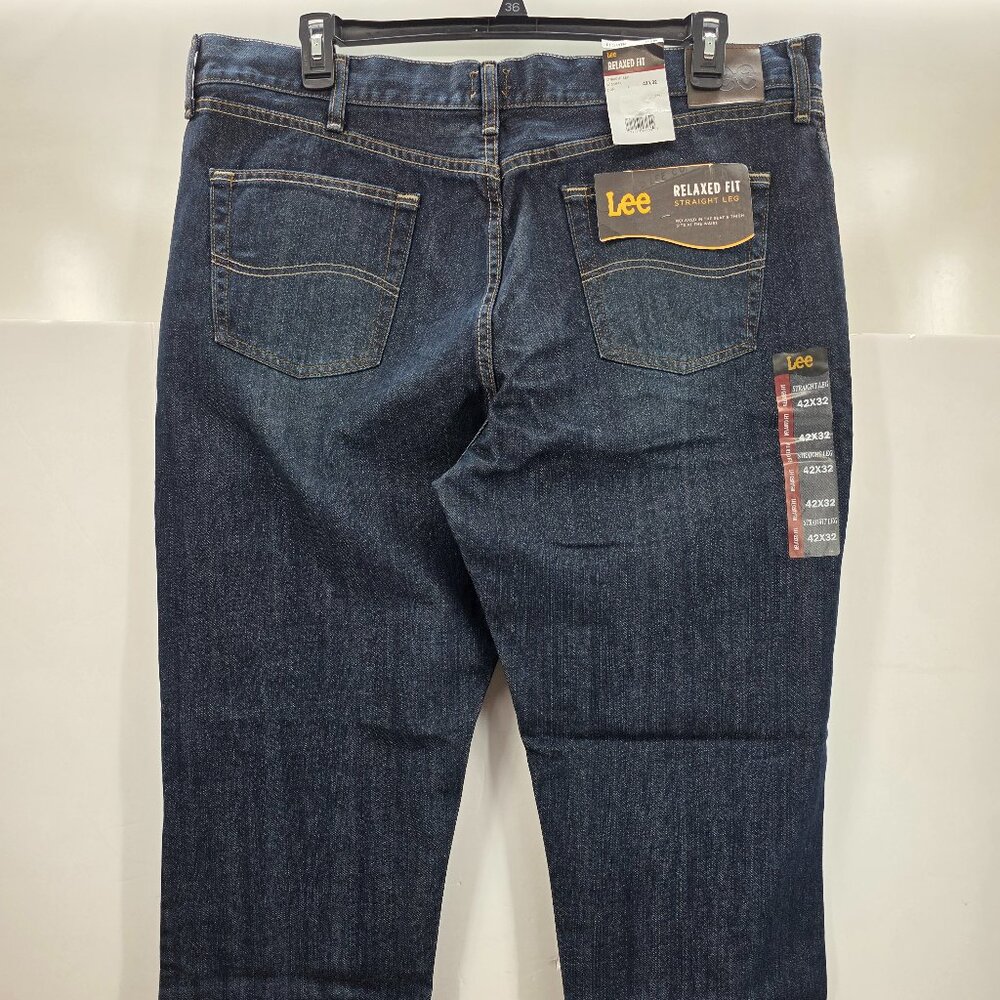 Lee Relaxed Fit Straight Leg Blue Jeans Zion Dark Wash 2055547 Sz42 x 32